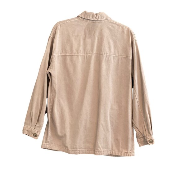 H&M Divided Loose Fit Denim Shacket Jacket Women Size XS Cream Button Front - Picture 2 of 10